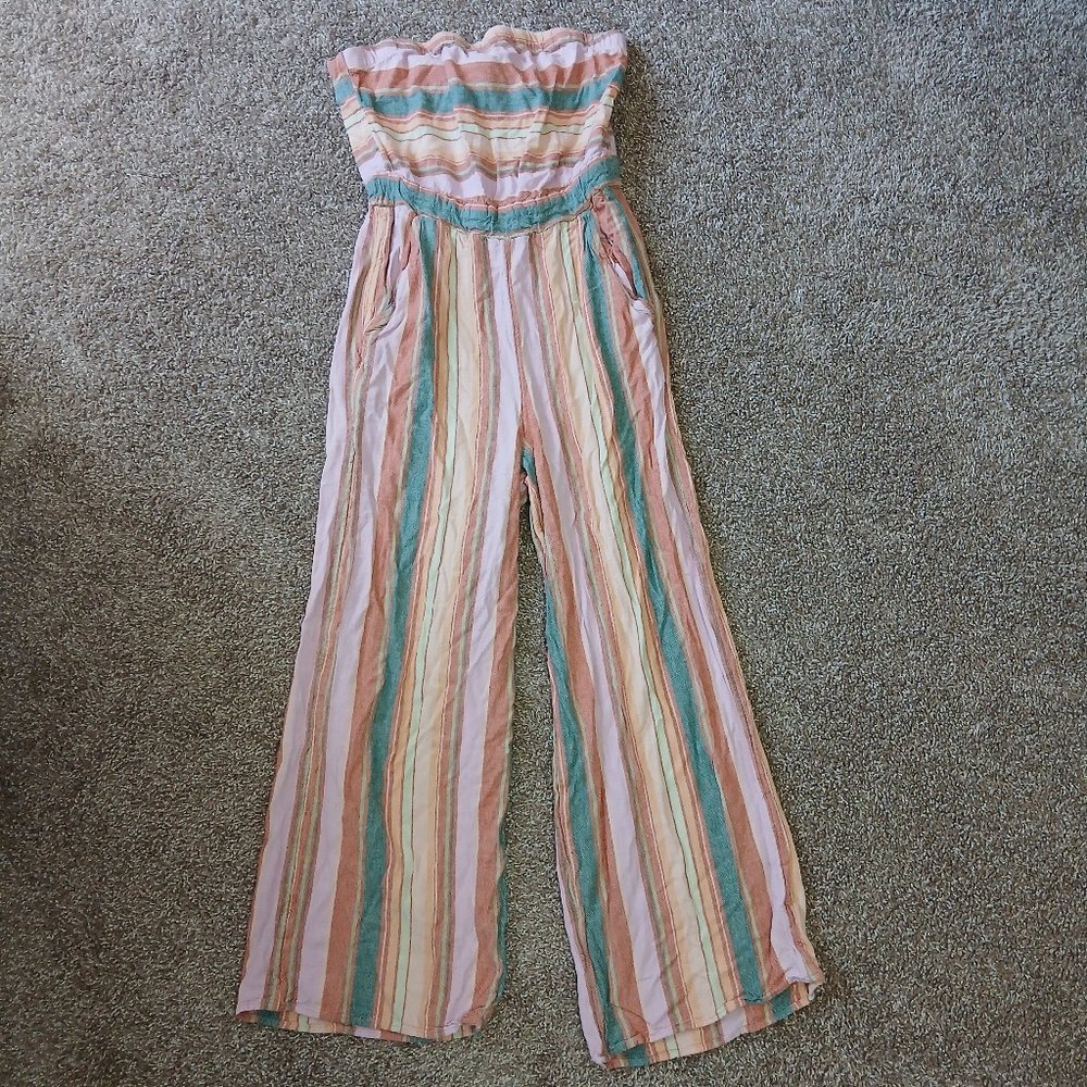 American Eagle Outfitters Pastel Striped Wid Leg Jumpsuit